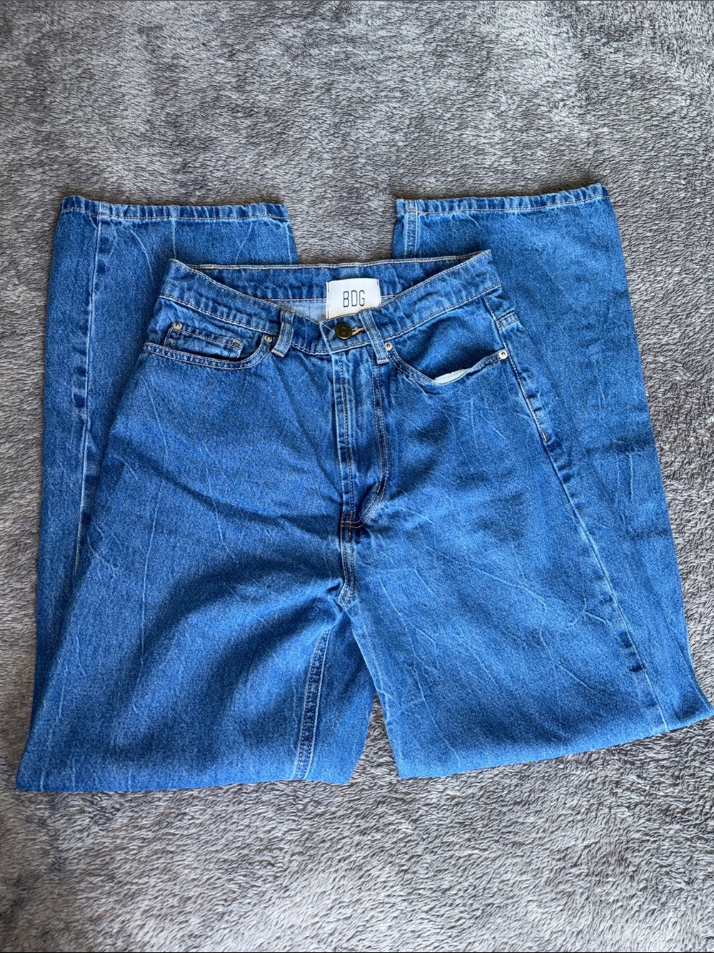 BDG Blue High-Rise Straight-Leg Jeans